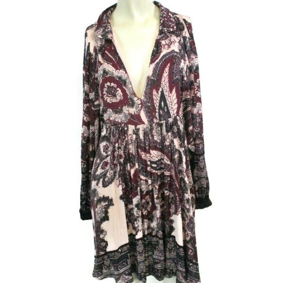 Free People V Neck Say You Love Me Mini Dress Small - Picture 3 of 7